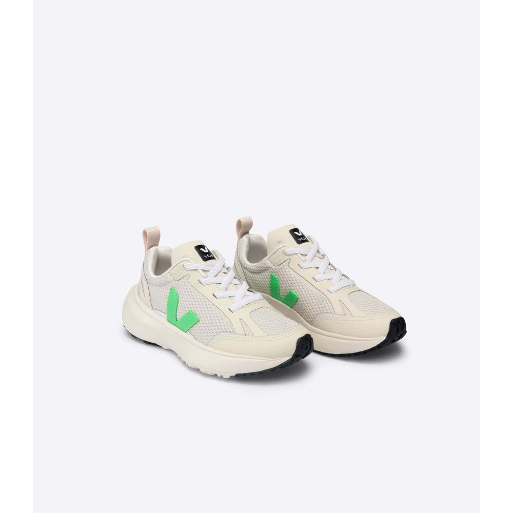 Veja CANARY ELASTIC LACE Løpesko Barn Beige/Green | NO 716NWY